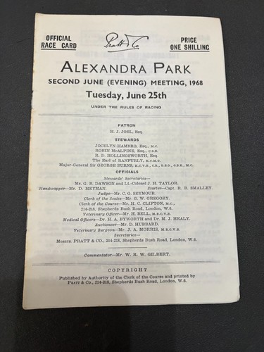 Alexandra park racecard - park,