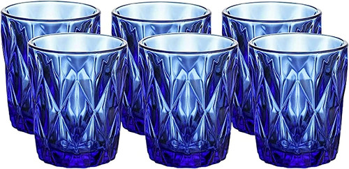 Blue water glasses set whole - glasses, 6
