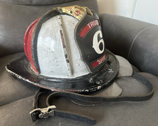 SAN FRANCISCO FIRE DEPT.  Leather Fire Helmet SFFD Truck Engine Company  No. 6