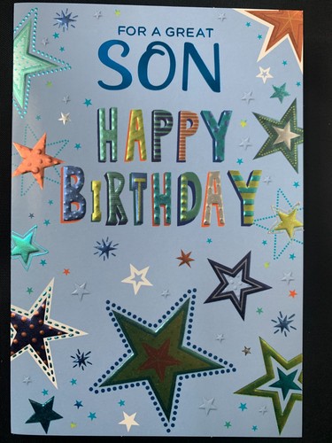 Son birthday card stars - son,