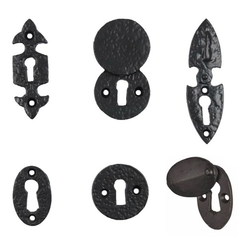 Black cast iron escutcheon - cast,