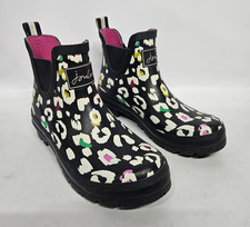 Joules Wellibobs Navy Leopard Molly Short Height Printed Wellies Size UK 6 EU 39