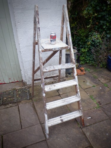 Vintage wooden step ladder - vintage, 4