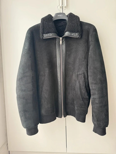 Reiss black sheepskin aviator - black,