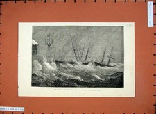 Old Antique Print 1881 Storm