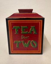Vintage Folk Art Bargeware Barge Ware Tea for Two Tea Tin Canal Boat Accessory