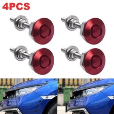 4x Red Push Button Hood Lock Quick Release Car Bumper Pin Bonnet Latch Clip Kit