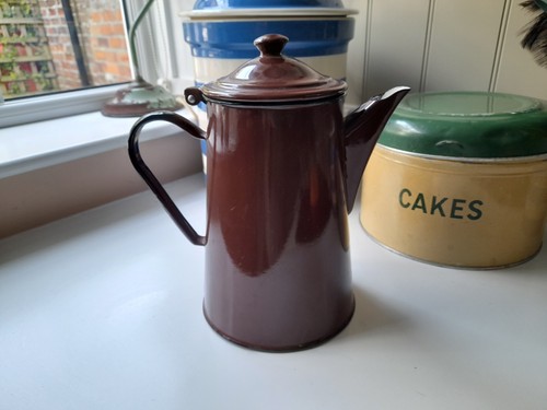 Vintage enamel brown - enamel,