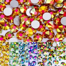 1440 Gold Rim Dazzle Flat Back Crystal Rhinestones Round Gems for DIY Decoration