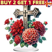 2D Flat Print Flower Cross DIY Table Top Diamond Painting Ornament Kits