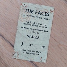 Rod Stewart The Faces -Original 1974 Concert Ticket - The Apollo, Glasgow, UK