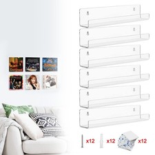 6 Pack Vinyl Record Album Wall Mount Display Shelf Acrylic Clear Multipurpose