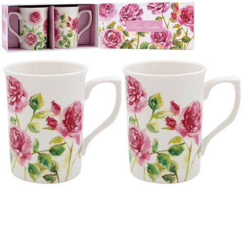 Rose garden pink floral mugs - rose,