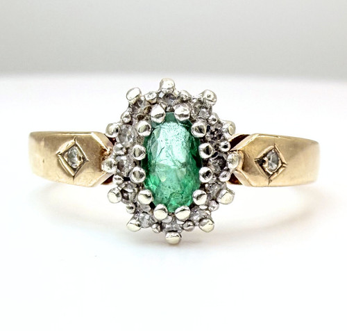 9ct gold emerald - 9ct, diamond