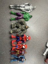 Marvel Collectible Figures Bundle 7x Rhino Spider-Man Hulk Ironman Silver Surfer