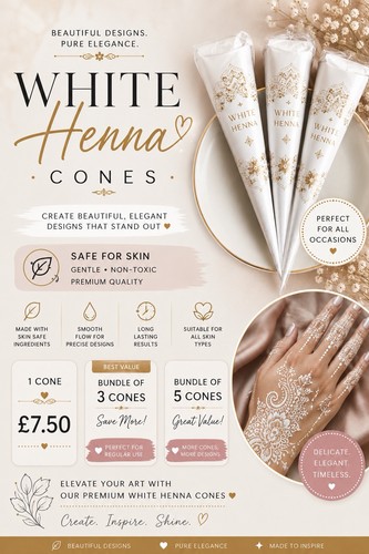 White henna cones - white, temporary