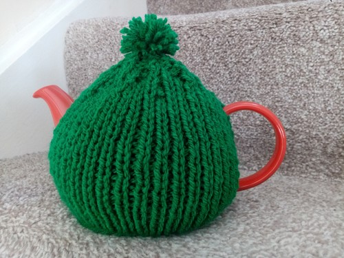 Hand knitted tea - cosy,, fits