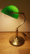 brass bankers desk lamp light with green glass shade
