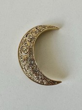 Attwood & Sawyer Swarovski Crystal Crescent Moon Brooch, Dated Circa 1980s,