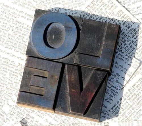 Love rare wood type woodtype - love,