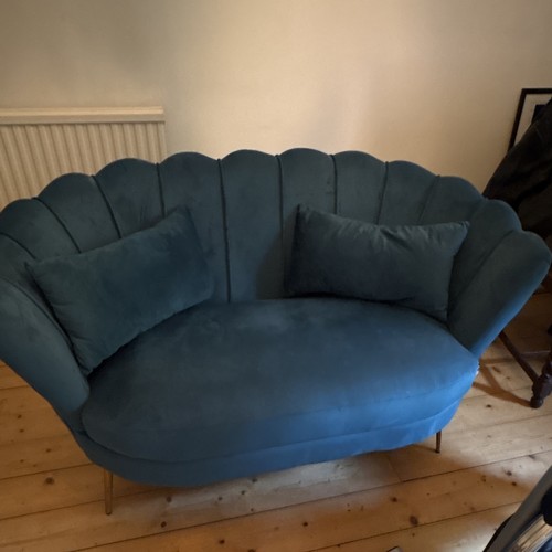Green velvet seater - velvet, sofa