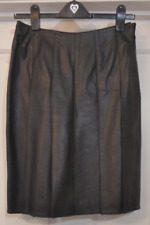 Genuine Leather Skirt 10 UK 27" Waist Approx Box Pleats Black Lined Soft