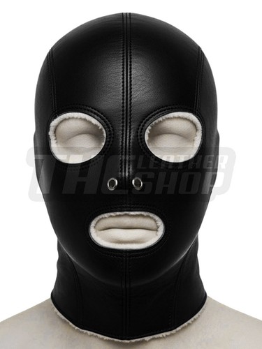 Leather bondage hood mask - hood,