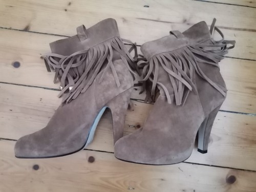 Suede leather brown - leather, fringed