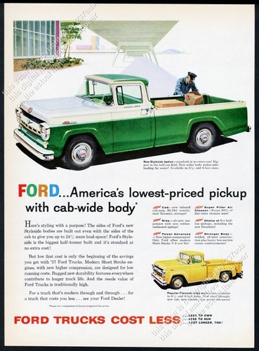 1957 ford pickup green truck - ford,