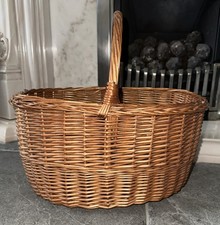 Vintage Traditional Wicker Shopping Basket Trug with Handle 