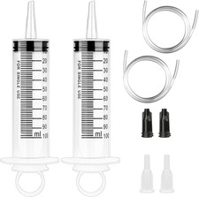 2 Pack 100ML Syringes Plastic Syringe with Tube Large Syringes Labs Measuring 