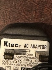 Ktec AC Adapter Model KA23D045040034K  UK mains power supply.
