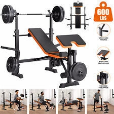Multi-Functional Weight Bench with Barbell Rack Stand Home Gym Workout Fitness