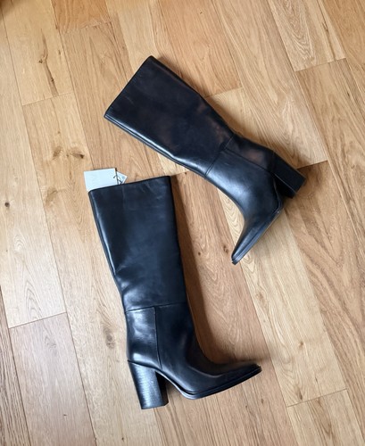 Zara black leather knee - zara,