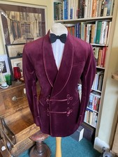 Oliver Brown of London Double Breasted Burgundy Velvet Smoking Jacket