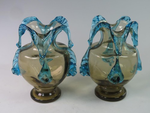 Pair vintage hand blown art - hand‑blown,