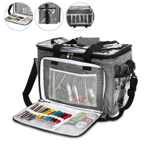 Portable knitting tote bag - knitting,
