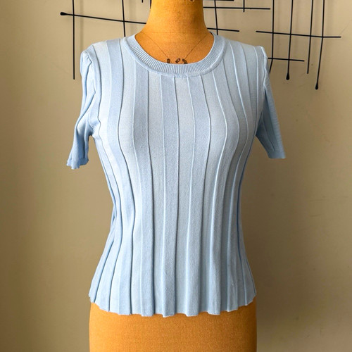 Clara light blue ribbed - blue,