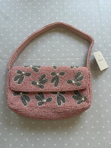 Pink bow beaded mini - , shoulder