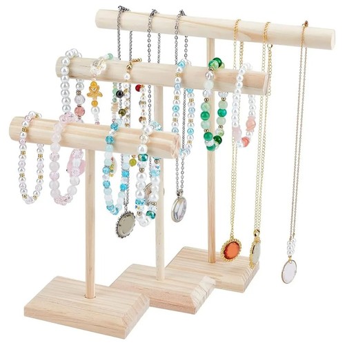 Wooden bar bracelet display - wooden, t-bar