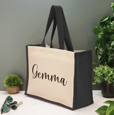 Personalised Custom Name Tote Bag Custom Large Jute Shopping Bag