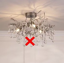 Laura Ashley Willow Semi Flush Ceiling Light - Pewter {Missing Crystals} B+