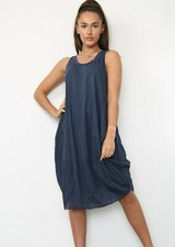 NEW LADIES LAGENLOOK QUIRKY BOHO SUMMER SLEEVELESS COCOON SCOOP NECK TUNIC DRESS