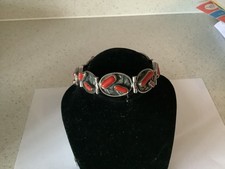 Vintage ?1970's ?Brutish ?Navajo Silver and Coral Bracelet