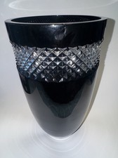 Waterford Crystal John Rocha Black 12" Tall Cut Cased Crystal Vase