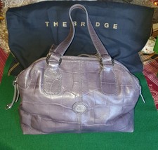 PRE-OWNED! THE BRIDGE ~ VINTAGE! ~ PURPLE/GREY CROC LEATHER BOSTON BAG + DUSTBAG