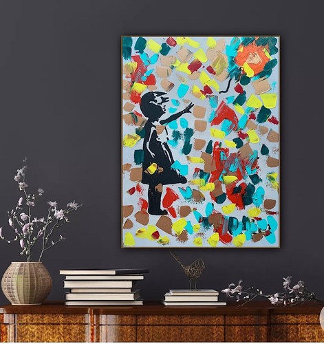 Girl with balloon like banksy - girl,