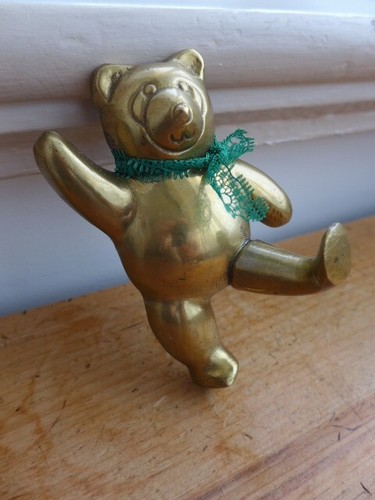 Vintage brass teddy bear wall - vintage,