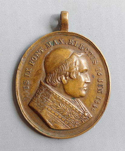 Pope pius brass medal - pope,