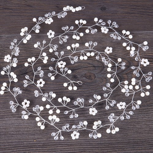 White pearls wedding hair - white,